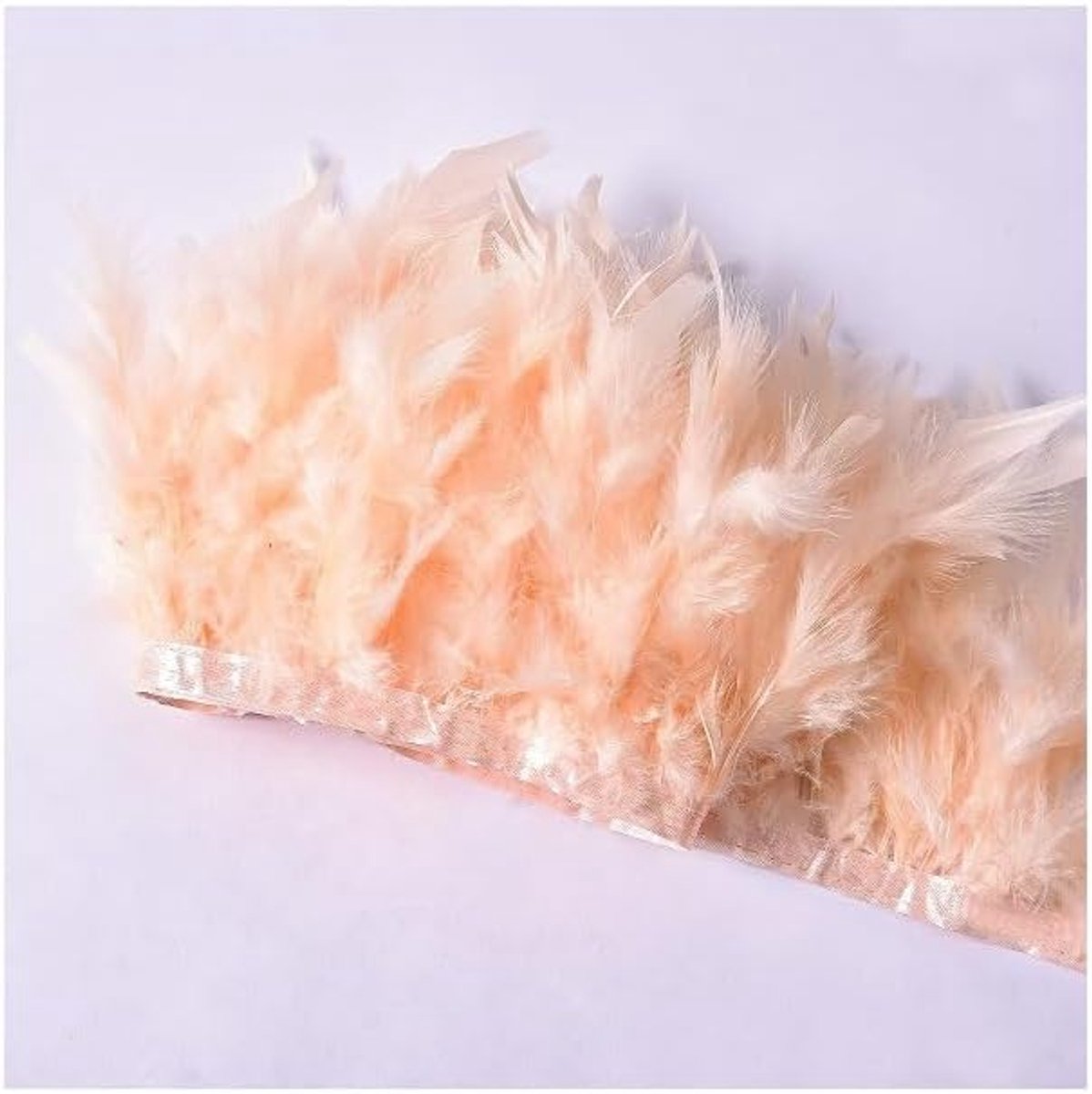 10-15cm Natuurlijke Kalkoenveer Band Kalkoenveer-Bordüre Fringe Trim Veerborte Pluis Veerbezet voor DIY Knutselen Naaien Feest Bruiloft Jurk Kostuums Decoratie Champagner 3m