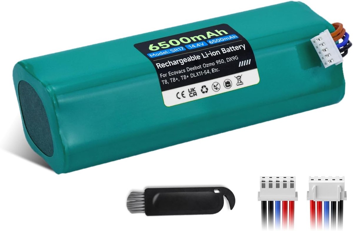 14,4 V 6500 mAh vervangende batterij compatibel met Yeedi Vac 2 pro, Vac 2, Yeedi Vac/Vac max, voor Ecovacs Deebot Ozmo 950 DX9G/DX93/DX96, T5, T8, T8+, T9, T9+, DLX11-54 stofzuigers