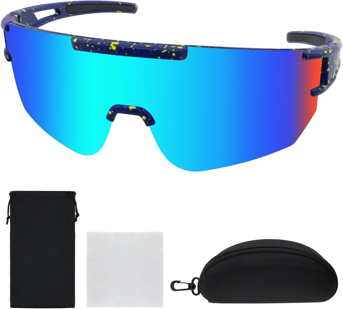 bril, fietsbril voor dames en heren, sportbril, fietsbril, hardloopbril, UV400-bescherming, zonnebril voor racefiets, fiets, MTB, hardlopen, golf, paardrijden, skiën, rave, groen,