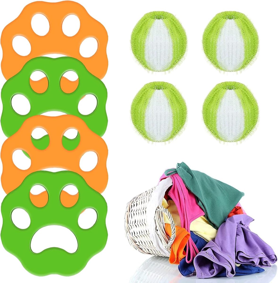 8 stuks haarvangers voor wasmachine, pluizenverwijderaar, herbruikbare ballen voor het wassen van haren, voor wasmachine, hond, kat, vachtverwijderaar voor huisdieren
