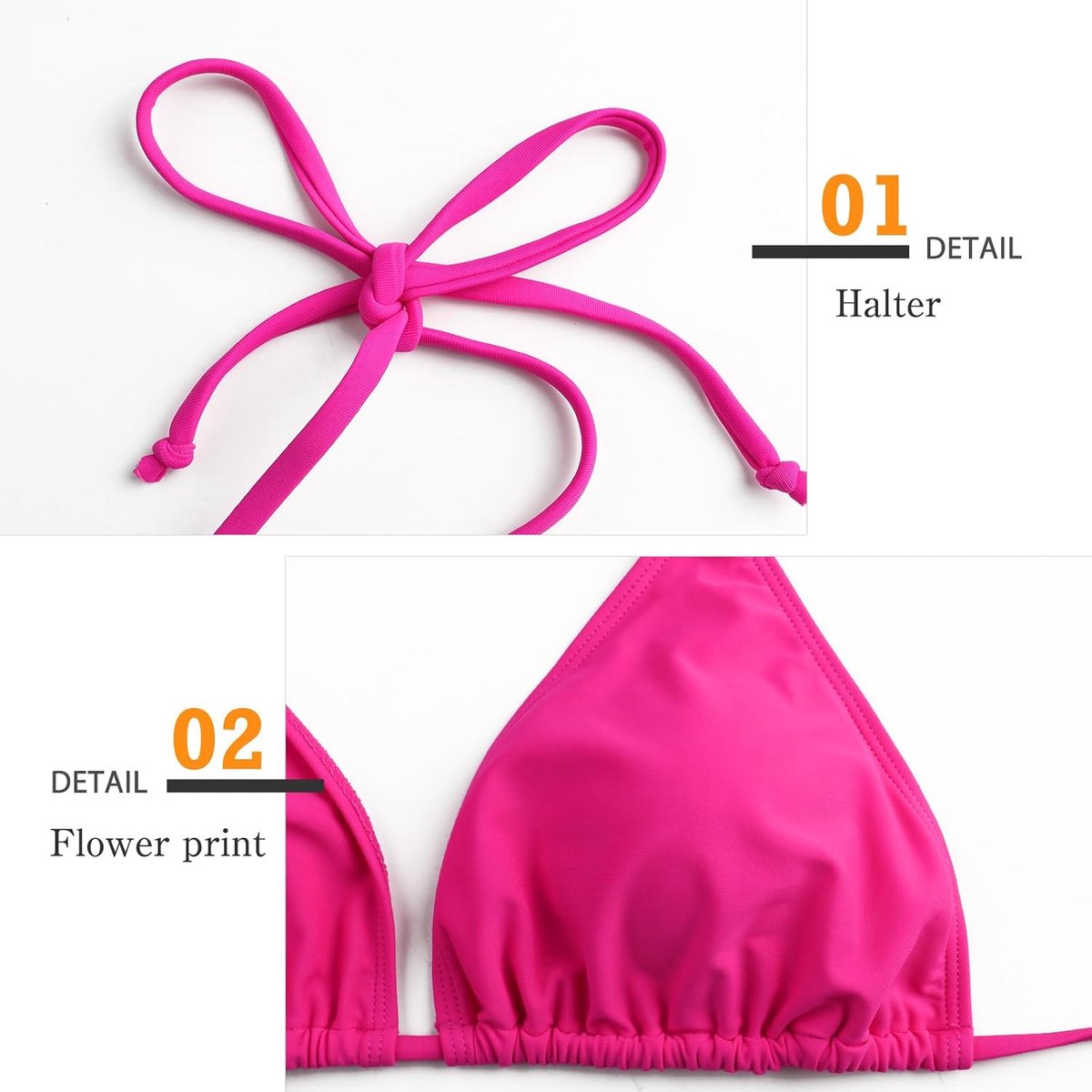 Bikiniset, driehoekige tanga, badpak, bloemenpatroon, V-hals, tweedelig