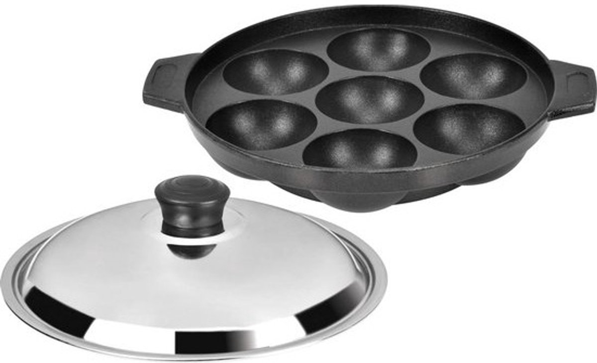 Appelpan - Pan met kuiltjes - Ontbijt maken - Olievrij koken - 17 cm - Grijs
