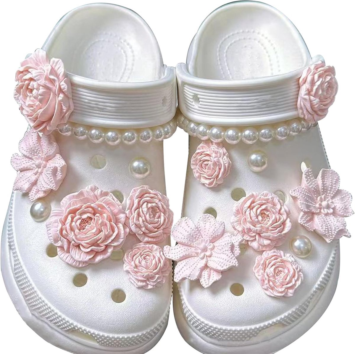 Bedels, mooie verwijderbare schoenbedels, roze bloem klomp bedels voor vrouwen meisjes verjaardag kerstfeest geschenken