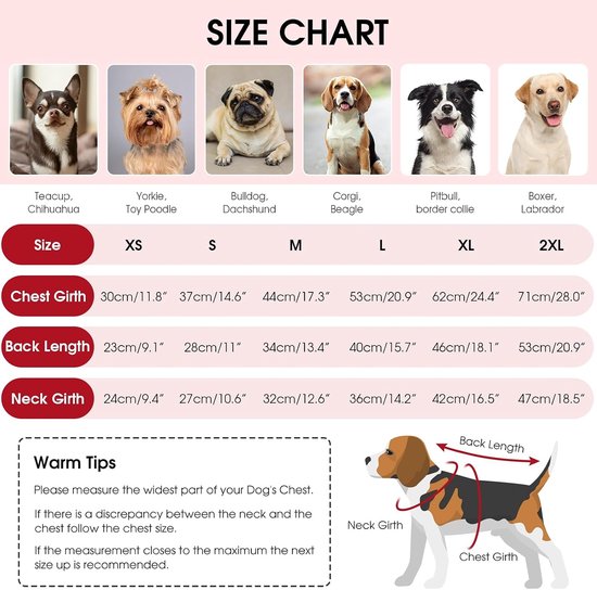 Hondentrui voor kleine honden, warm en comfortabel, stretch kattentrui, chihuahua, Yorkshire terriër, dwergpoedel (rood, XS) — afbeelding 4