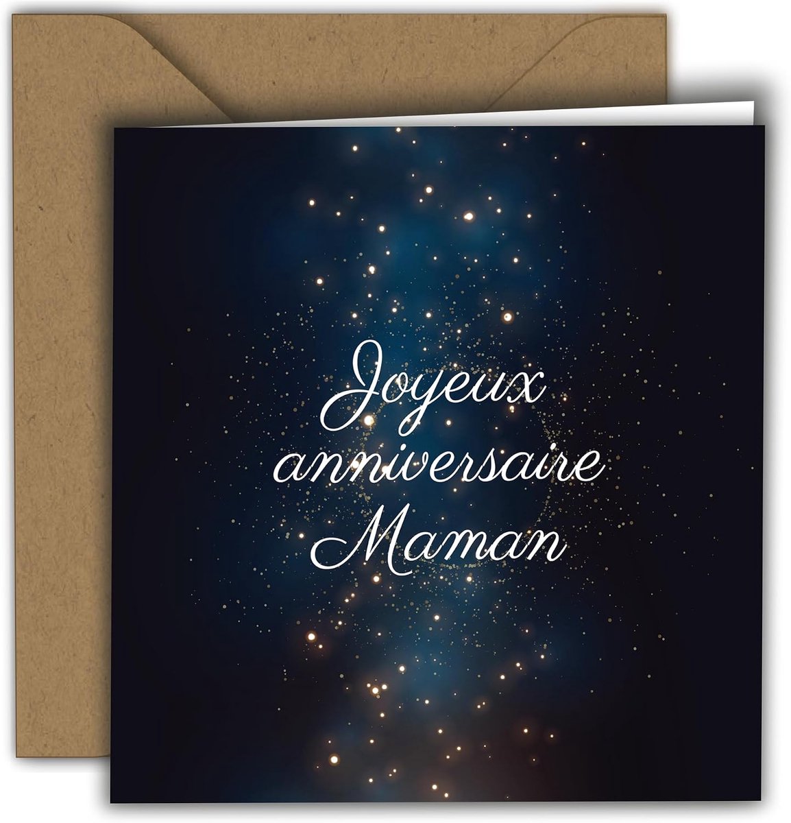 Colibri Elegante verjaardagskaart Sterrennacht - Happy Birthday Mama | gevouwen kaart (15 x 15 cm) - met kraftenvelop - blanco binnenkant