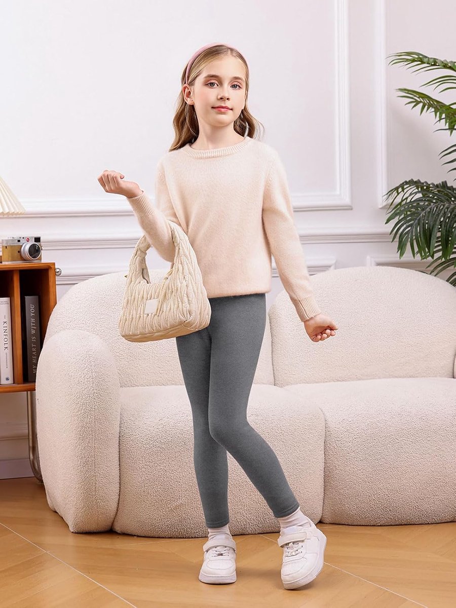 Thermolegging voor meisjes, zacht gevoerde stretch thermische broek, dikke behaaglijke warme winterlegging voor kinderen