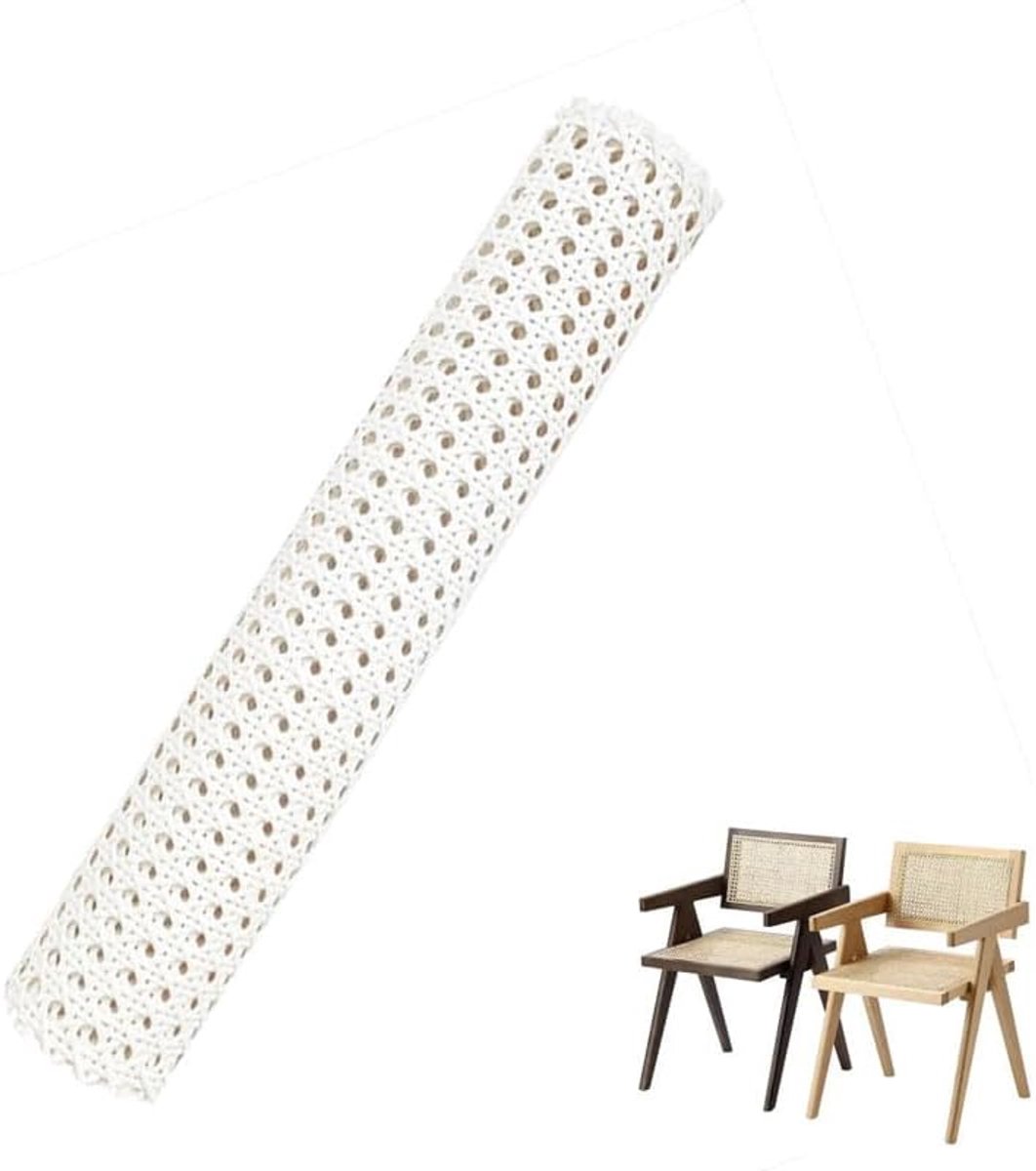Gevlochten, kunststof PE rotan riem, rieten webbing, 40 x 100 cm, honingraatvlechtwerk voor doe-het-zelfprojecten, meubeldecoratie, wit