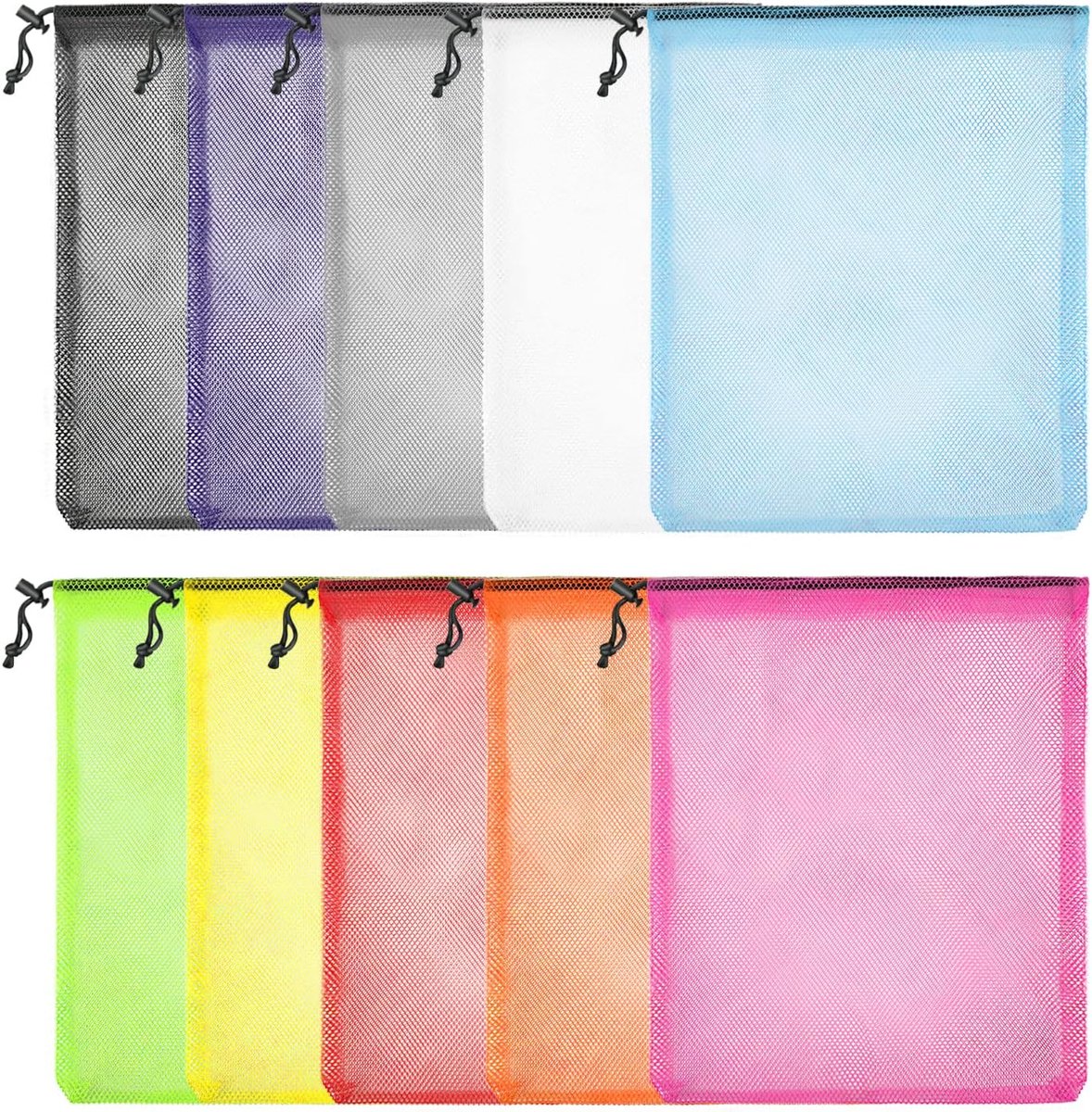 10 Stks Kleurrijke Trekkoord Mesh Zakken - Waszak, Baltas, Stuff Sack, Opbergtas - Multifunctionele Nylon Tas Voor Sport, Zwemmen, Strand, Reizen, Gym, Camping, Training - Meerkleurig