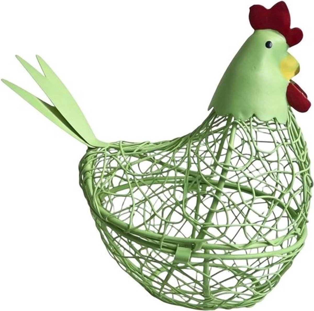 Draad Eierhouder - Kippenmand - Keuken Decoratie - Rustiek Boerderij Ontwerp - 19 cm - Lichtgroen