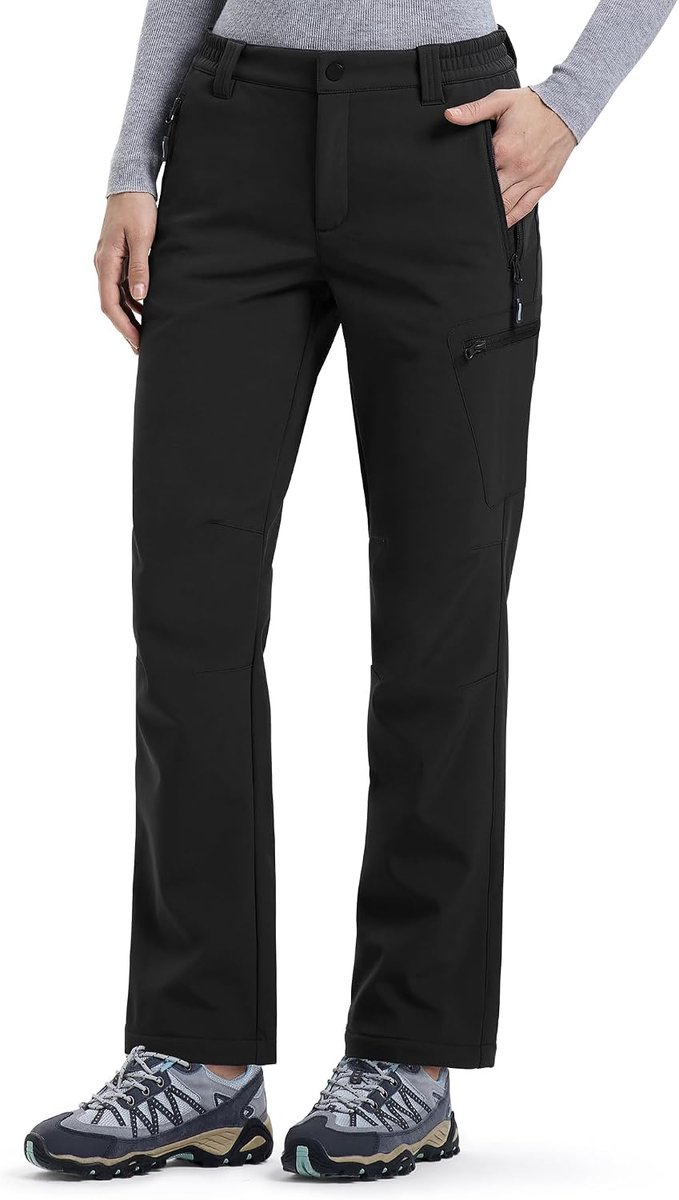 Ventures Softshellbroek voor dames, winterwandelbroek, outdoorbroek, waterdichte broek, winddichte skibroek, warme gevoerde trekkingbroek