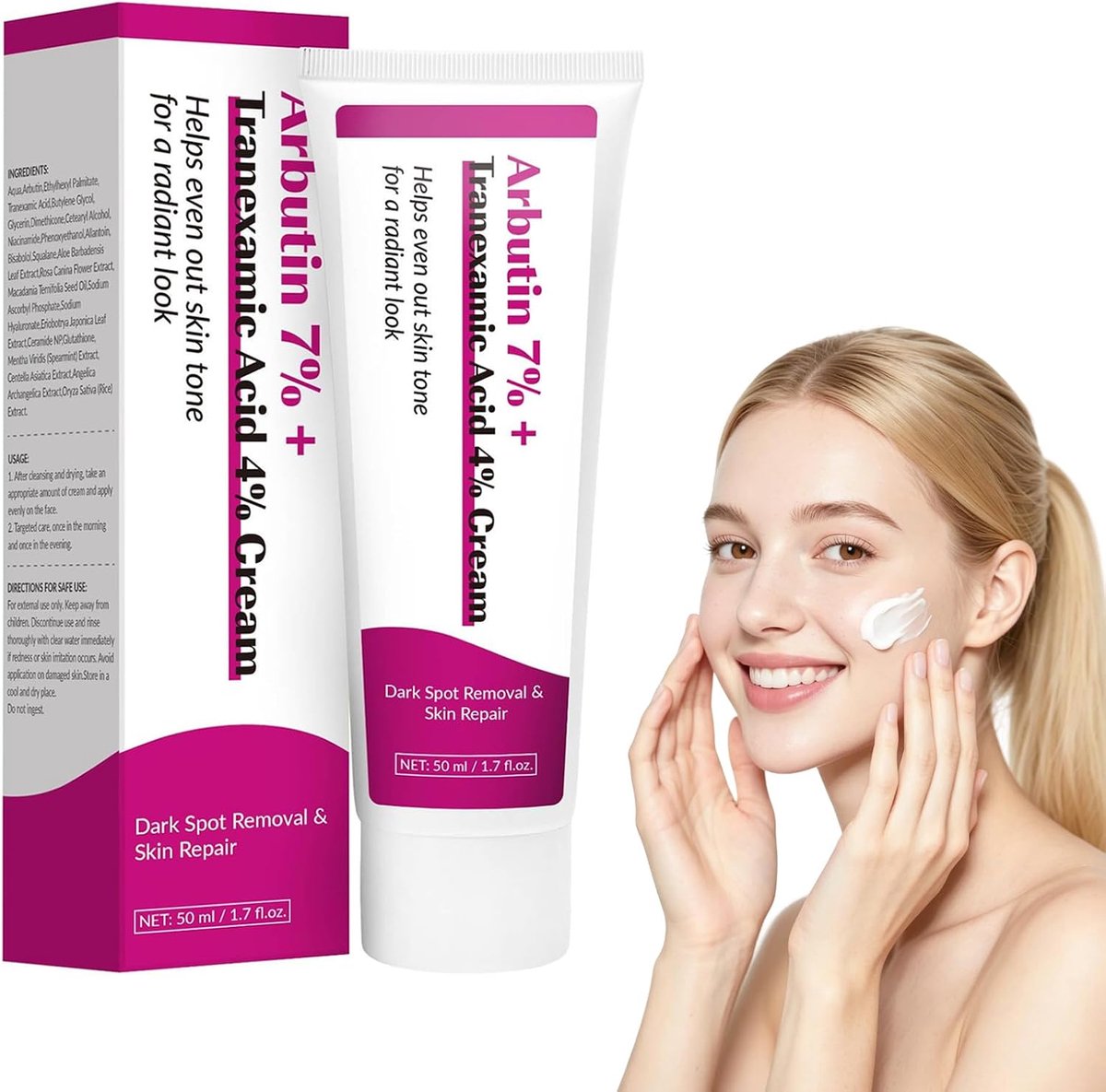 7% Arbutin + 4% Tranexamzuur Crème voor het Gezicht, 50 ml Glow Crème