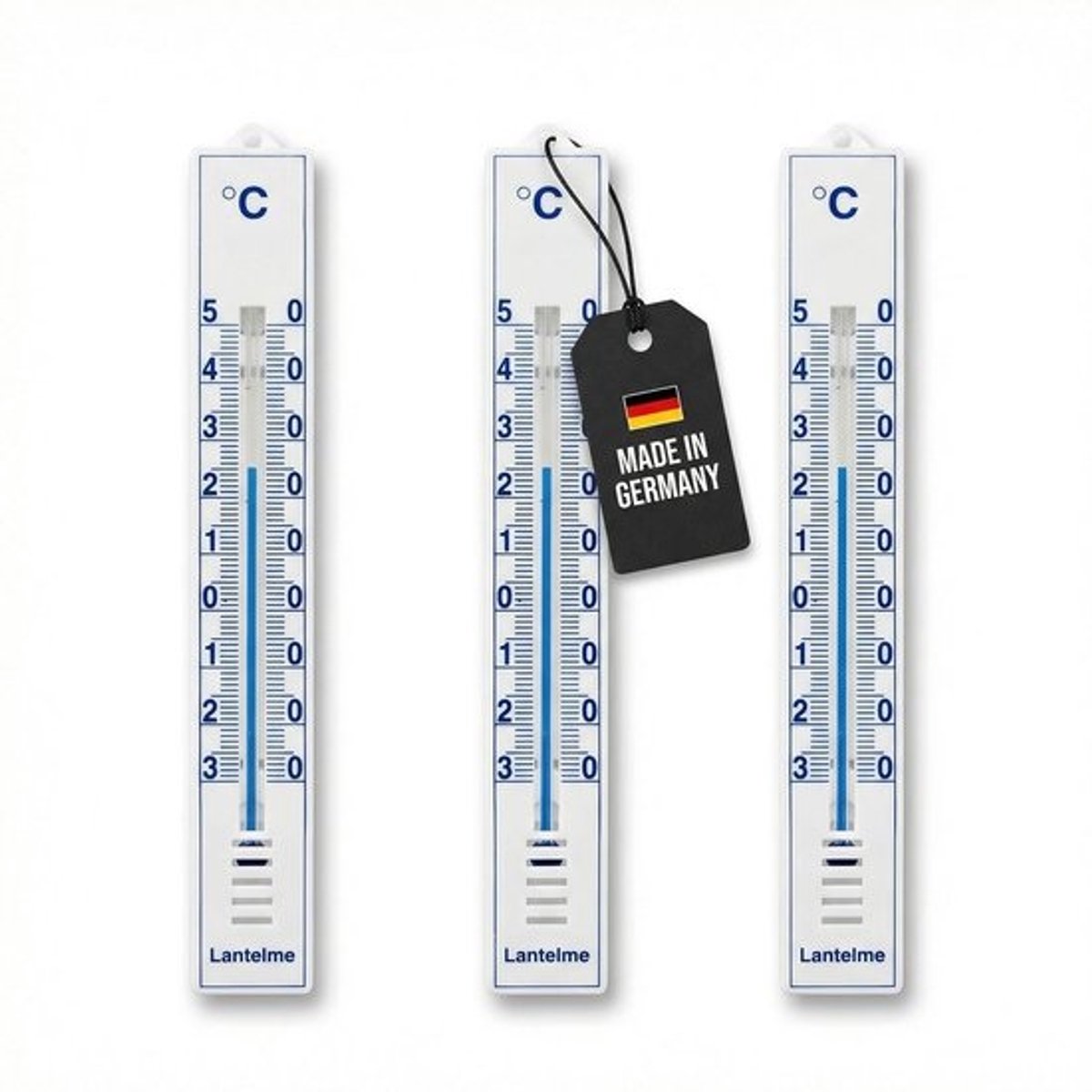 Set van 3 Analoge Binnen- & Buitenthermometers - Nauwkeurige Temperatuurmeter voor Huis en Tuin