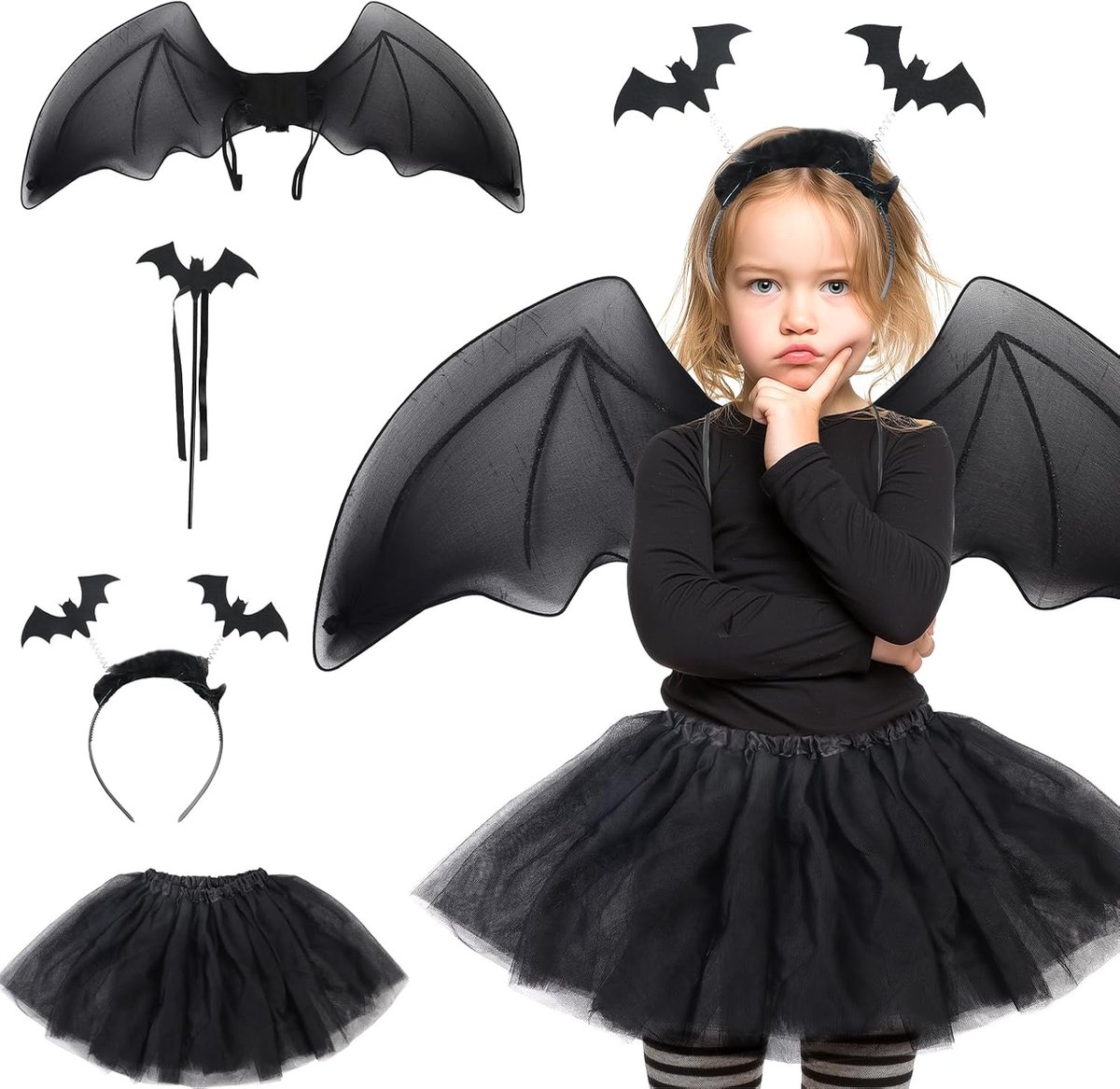 hoofddeksel toverstaf molrok meisjes kinderen Halloween kostuumset