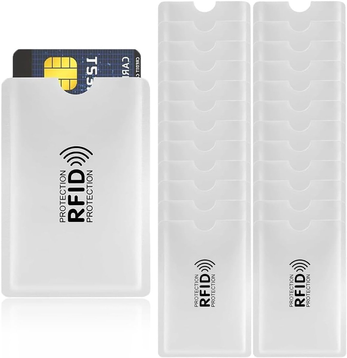 24 stuks RFID-blokkerende beschermhoezen voor creditcards, diefstalbeveiliging met RFID-afscherming voor contactloze kaarten, RFID-kaarthouder, diefstalbeveiliging, creditcardhouder (zilver)