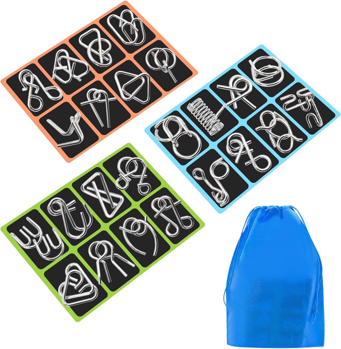 IQ-puzzel en logicaspellen voor volwassenen en kinderen – geduldspel – Brainteaser – behendigheidsspel – educatief speelgoed (metalen puzzel – 24 stuks)