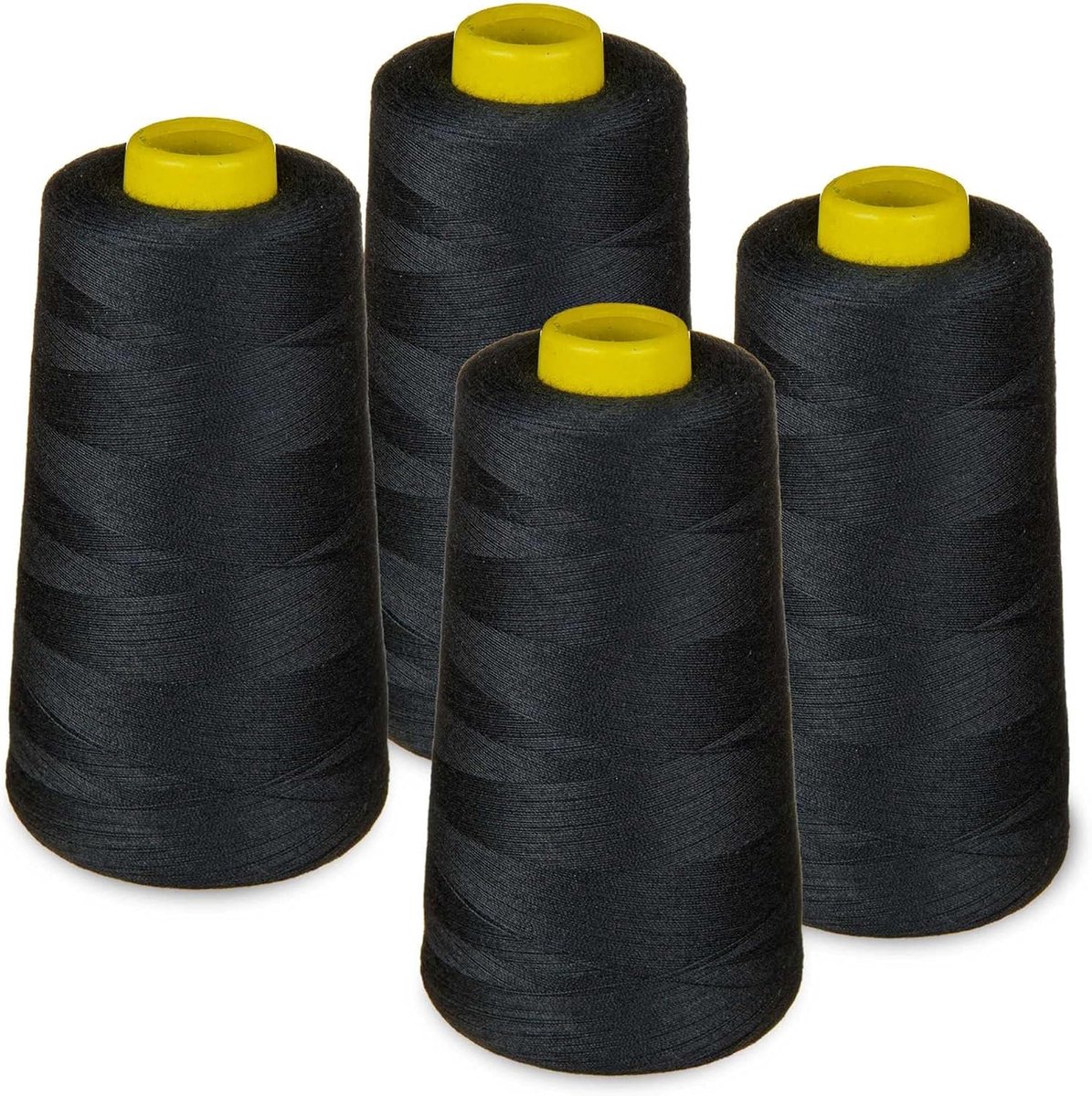 4 klosjes garen - 325 zwart, Oeko-Tex, garendikte 40S / 2 (120), lengte elk 2700 m, 100% polyester - naaigaren set voor overlock naaimachines