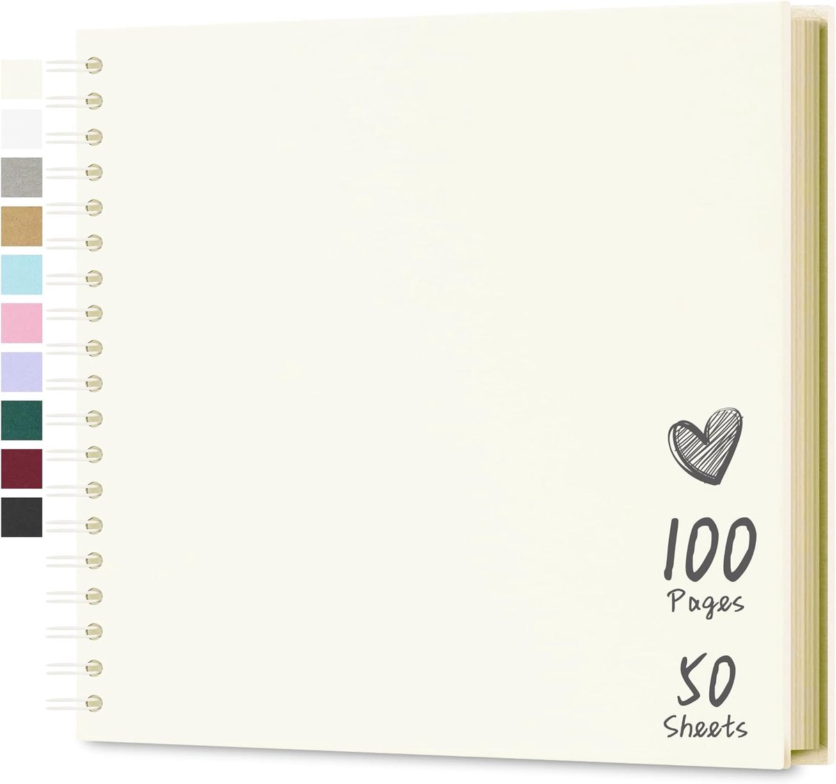 25,5 x 25,5 cm, met kraftpapier, harde omslag, fotoalbum met 50 vellen, geheugenalbum voor familie, bruiloft
