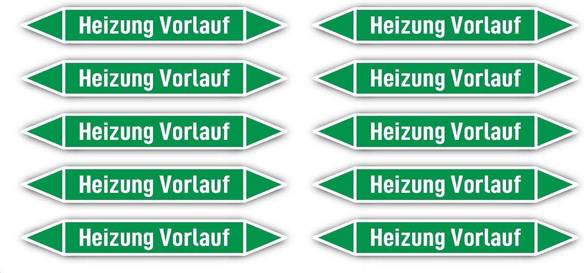 100 x 15 mm, 10 stuks - groep 1 - water - aanduiding van leidingen - conform DIN 2403 - taal: Duits - voorverwarming