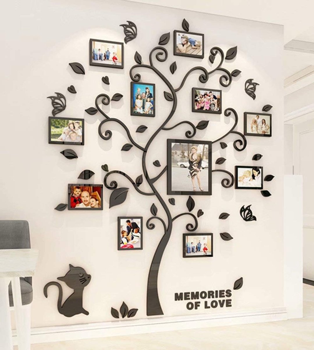 Muurstickers - 3D Woonkamer Wanddecoratie Acryl Bedroom Muursticker Kunst Thuis Wall Decoration Wall Stickers (Zwart, M:132 * 160cm)