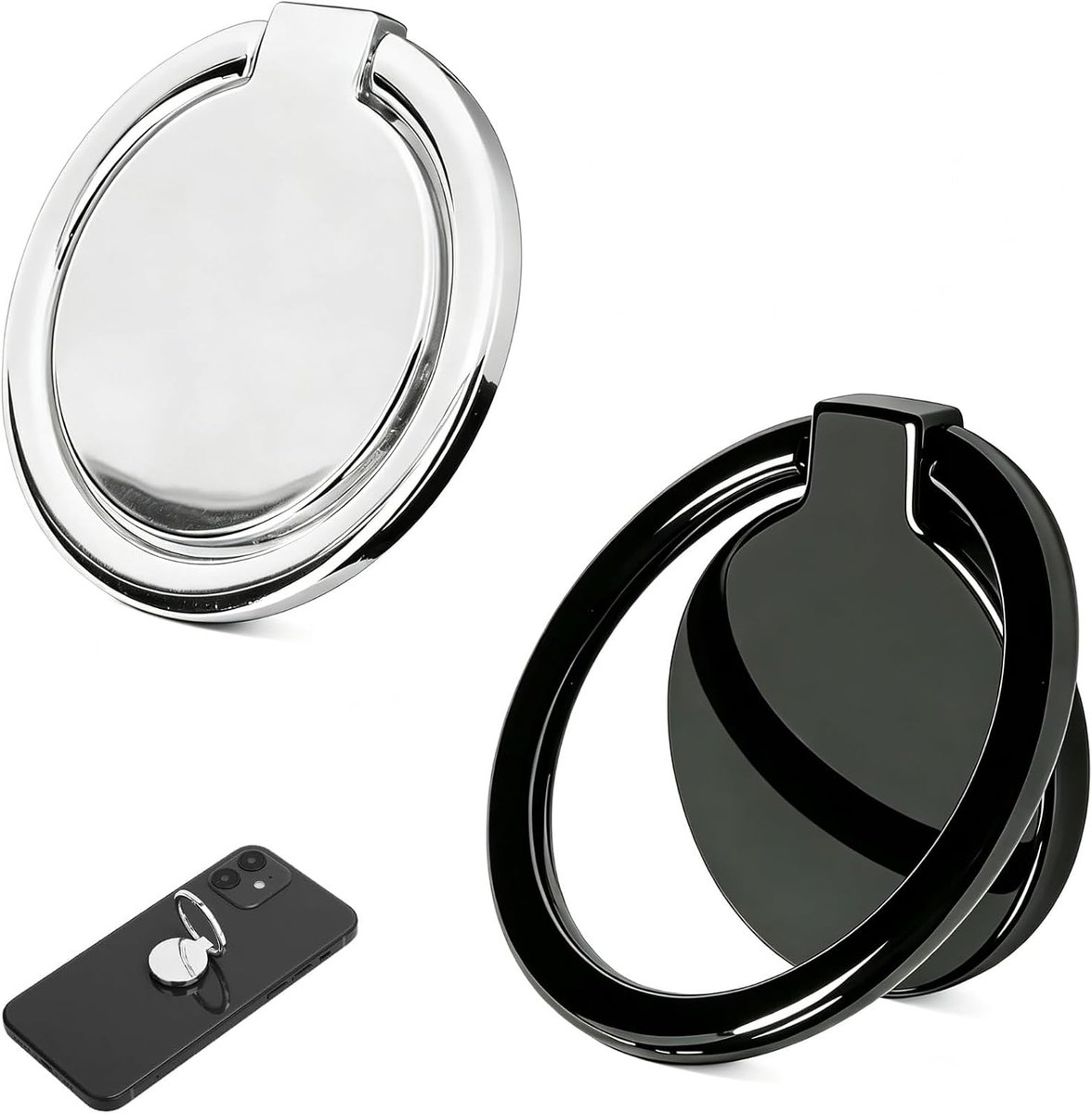 Ringhouder voor mobiele telefoon, 2 stuks, 32 mm, 180 graden draaibaar, ringhouder voor mobiele telefoon, zinklegering, telefoongreep, voor mobiele telefoon en tablet