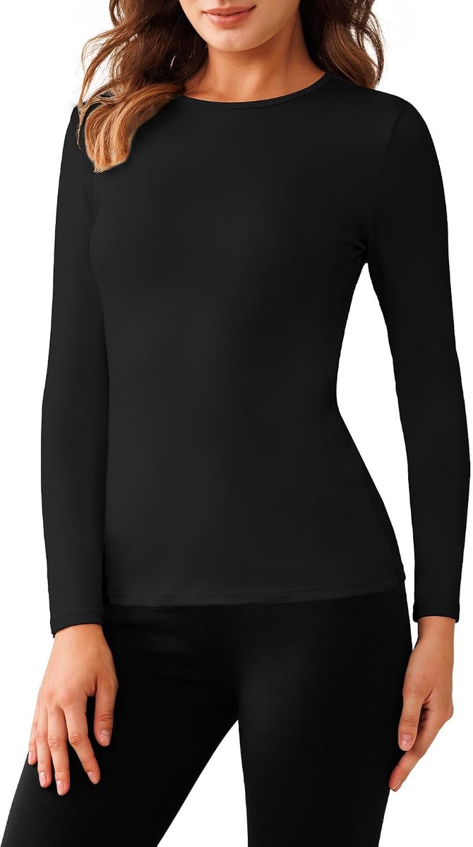 Thermo-binnenfleece bovendeel dames winter warm onderhemd trui lange mouwen thermisch ondergoed ronde hals thermische tops