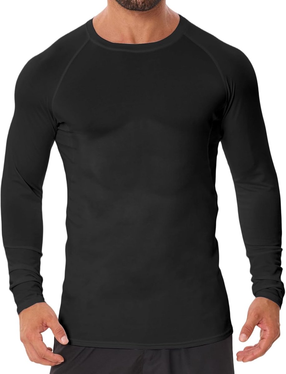 Compressie Shirt Lange Mouw Sneldroog Functioneel Sport T-Shirt Atletische Ademend Base Layer Tops Actieve Gym Tight Shirts voor Running Training Fitness Workout
