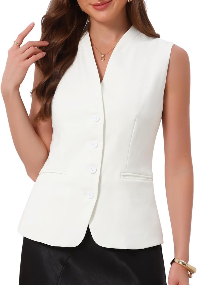 K Damesvest, V-hals, knoopsluiting, zakelijk, mouwloos, blazer