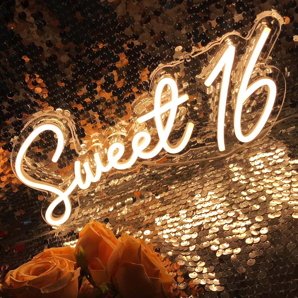 16 Warm Wit LED Neon Teken, Gebruikt voor Zoete 16e Verjaardagspartij Decoratie, Perfecte Gift voor Volwassen Ceremonie, Klein Nachtlicht, 5V USB Power, Grootte 15.7 of 6.7 inches