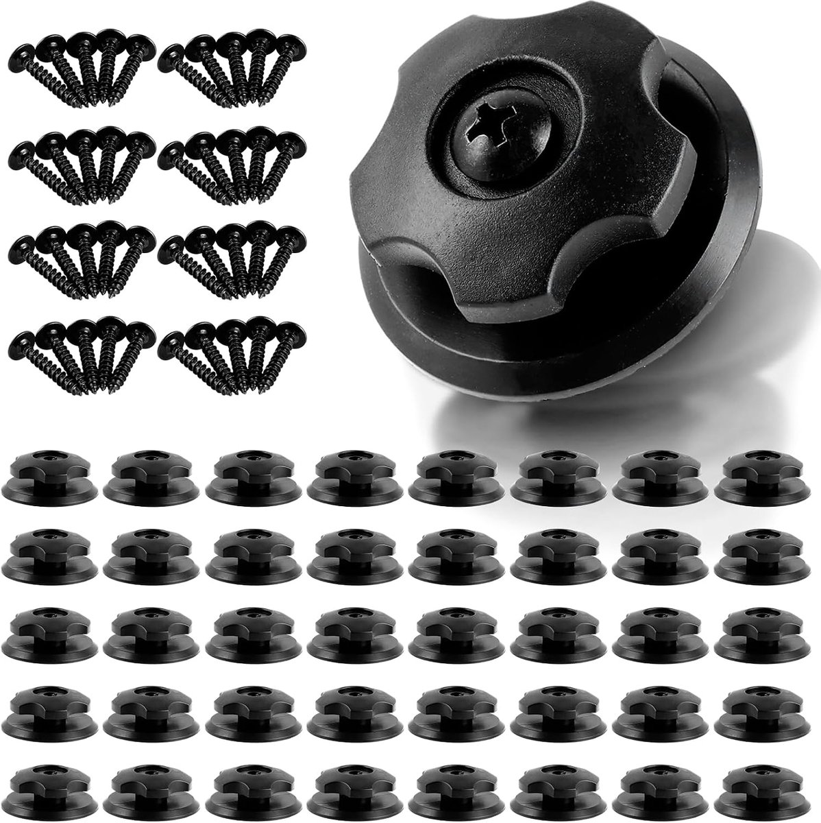 40 stuks dekzeilknoppen, ronde dekzeilhaken, harde kunststof bevestigingshaken, bevestiging ronde knoppen voor autoaanhangers, onbreekbare dekzeilknoppen (incl. schroeven) voor aanhangernet