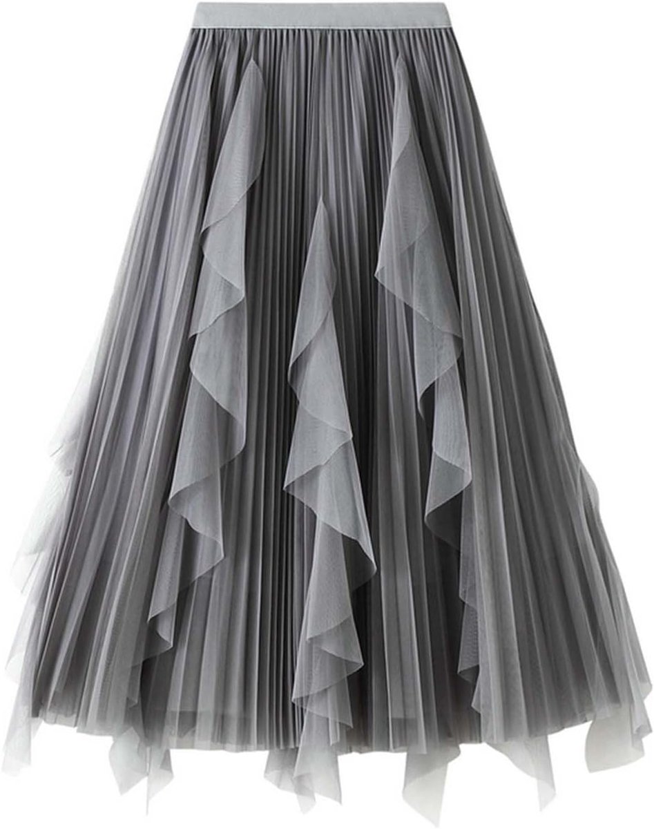 Damesrok met hoge taille, geplooid, uitlopend, trapezium, portemonnee, casual, kantoor, avond, zomer, herfst, lente, winter, vloeiend, A36