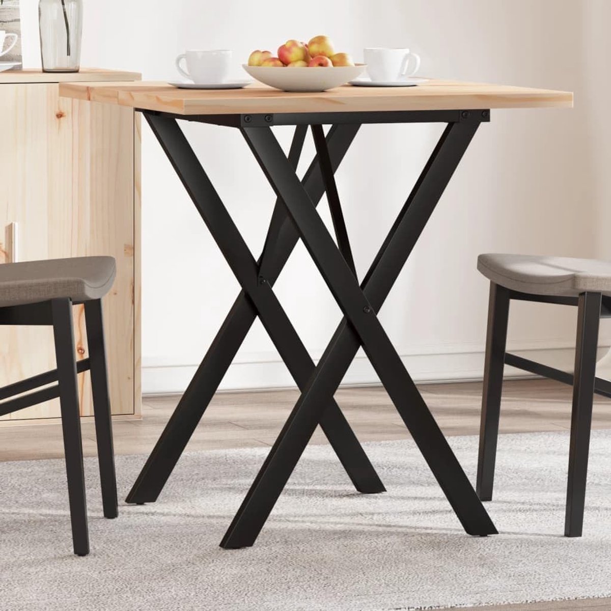 Grenenhout X frame eettafel 70x70x75 5 cm