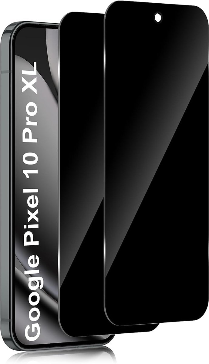 Displaybeschermfolie, volledige afdekking voor Google Pixel 10 Pro XL, anti-spy gehard glas, anti-vingerafdruk, hardheid 9H, privacyfolie, 2 stuks