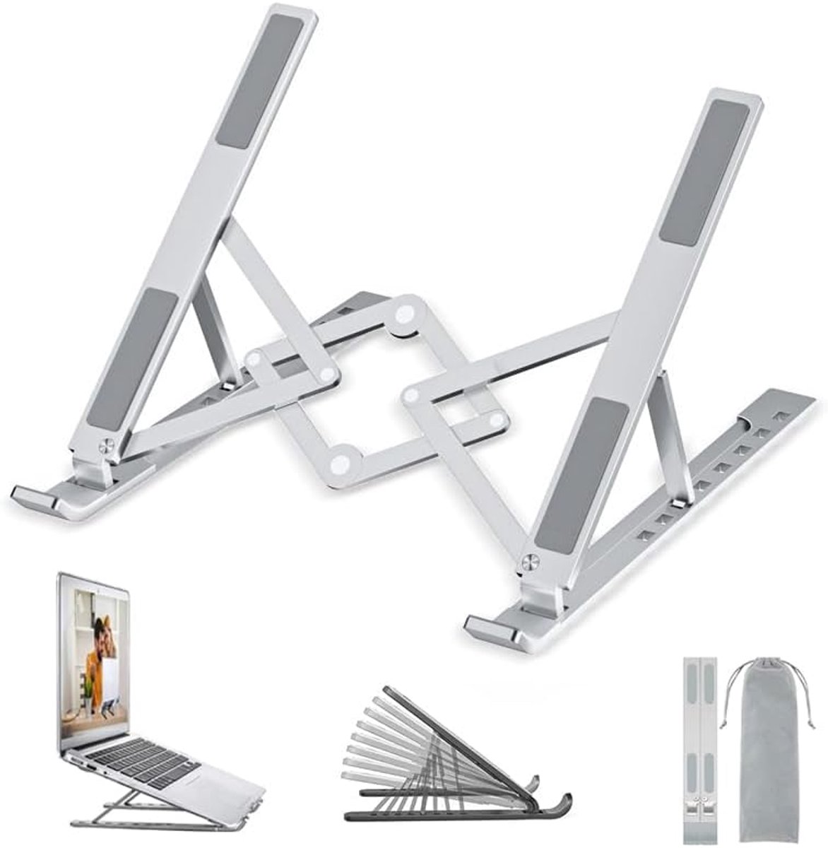 opvouwbaar, in hoogte verstelbaar, draagbare notebookstandaard, compatibel met MacBook Pro Air, iPad, Lenovo, HP alle 10-18 inch laptops