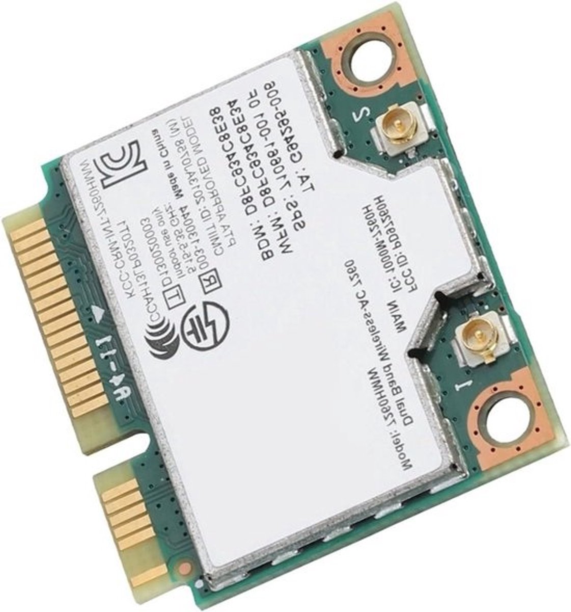 Wifi Kaart - Netwerkkaart Dual Band - Laptop Upgrade - 867Mbps Bluetooth 4.0 - Mini PCI-E - Niet van toepassing