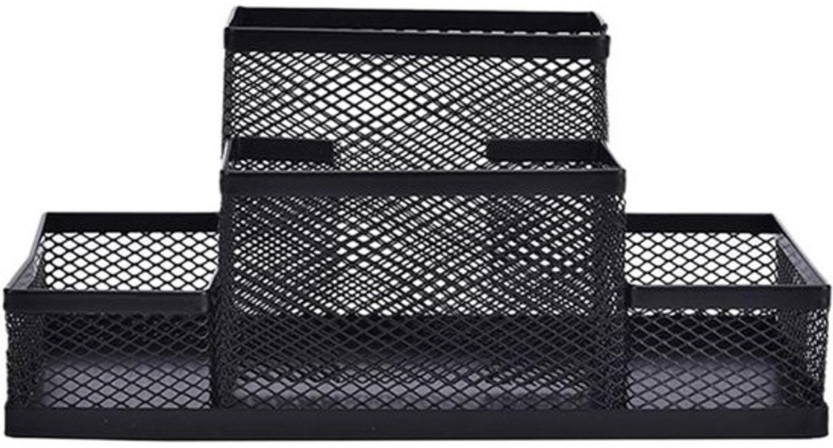 Bureau Organizer - Pen Houder - Bureau Organiseren - Metalen Rooster - 100x100x10 mm - Zwart