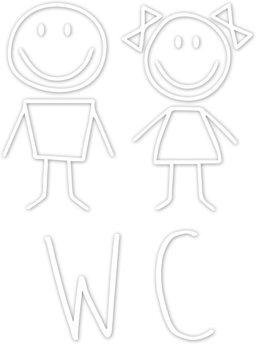 easydruck24de WC deursticker wit 18 x 24 cm meisje jongen hin646