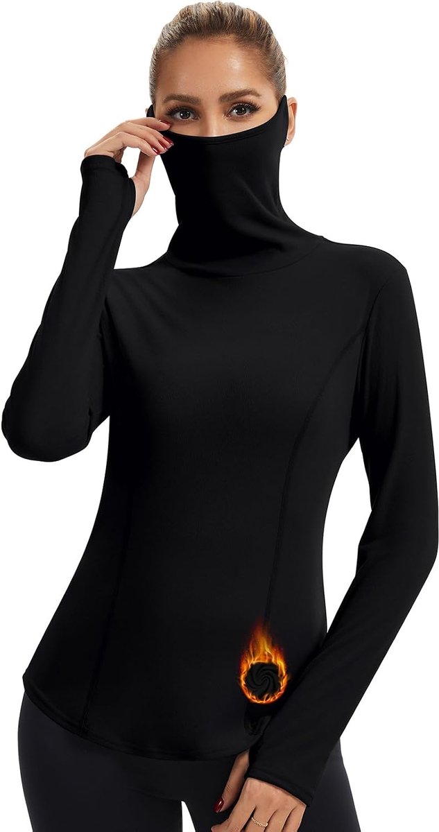 Fleece pullover dames rolkraag thermoshirt functioneel shirt dames lange mouwen sport shirt met lange mouwen sweatshirt voor skiën, wandelen hardlopen