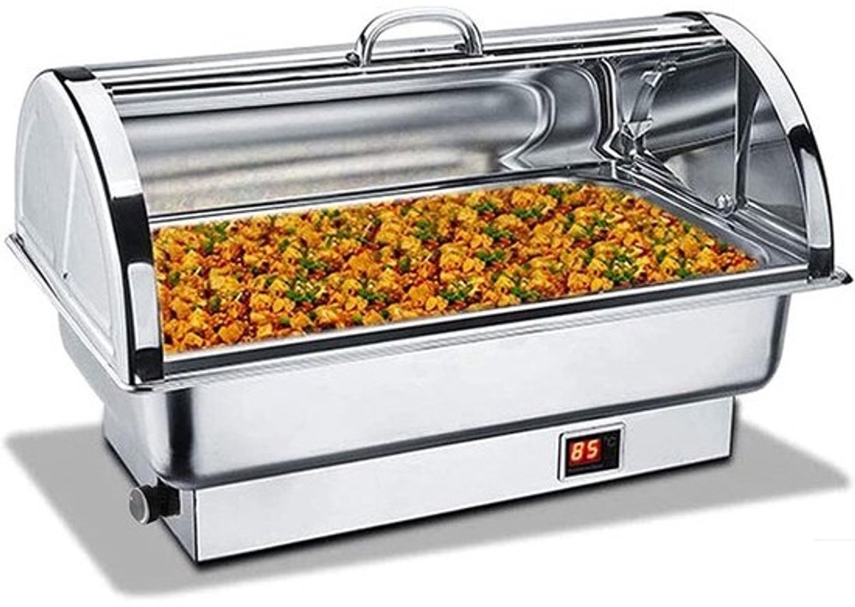 Voedselverwarmer Buffet - Elektrische Warmhoudbak - Feesten & Buffetten - Verstelbare Temperatuur - 9 Liter Capaciteit - Zilver