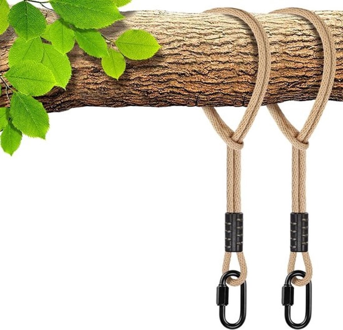 Hangmatbanden voor Binnen en Buiten - Ophangset voor Schommels en Hangmatten - 1,2 m Boomschommeltouw met Karabijnhaak