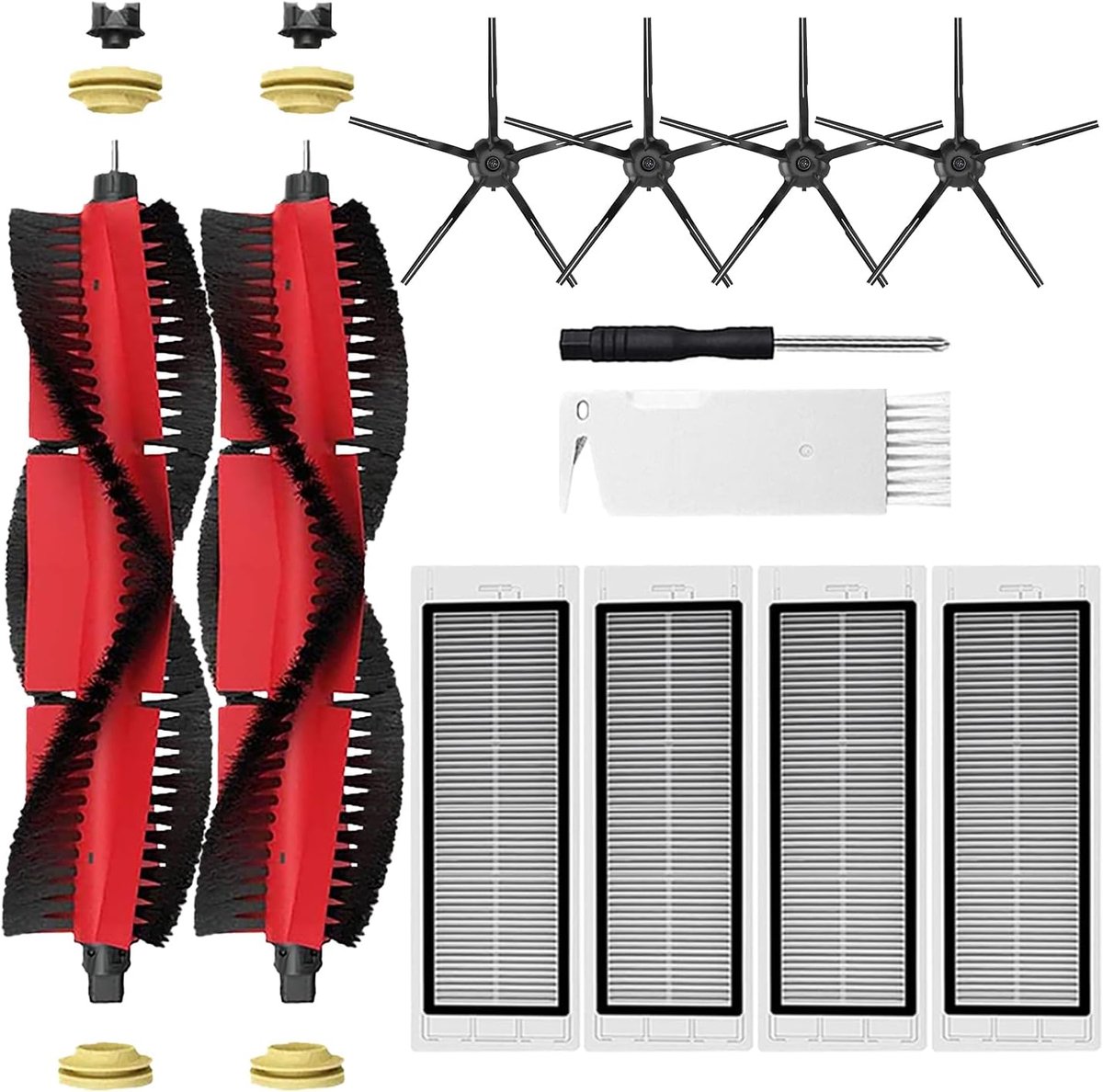 Accessoireset voor Xiaomi Roborock S5 Max S6 Pure S6 Max S6 MaxV S65 S60 S6 S55 S51 S50 S5, reserveonderdelen voor Roborock stofzuiger, 4 HEPA-filters, 4 zijborstels, 1 hoofdborstel
