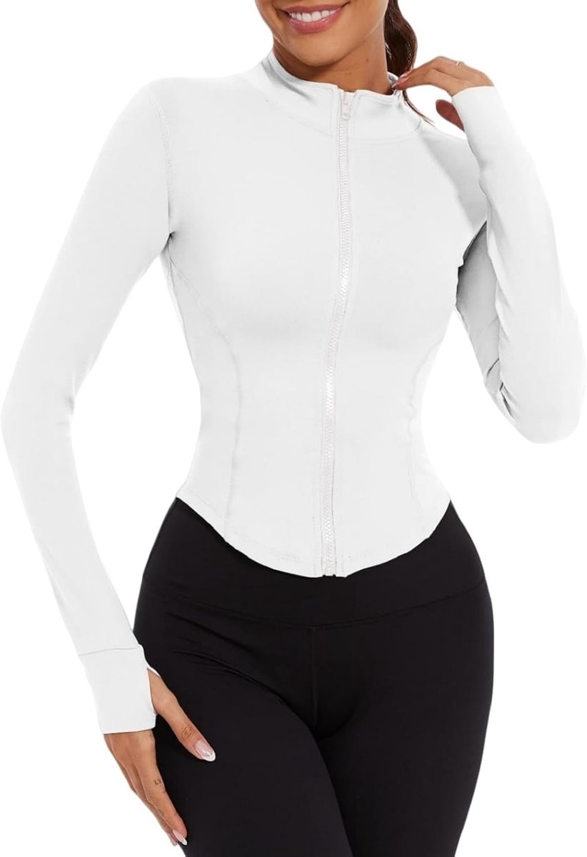 Lichtgewicht Hardloopjack slim fit trainingsjack sportshirt met volledige ritssluiting en zakken geschikt voor Fitness Yoga en Hardlopen