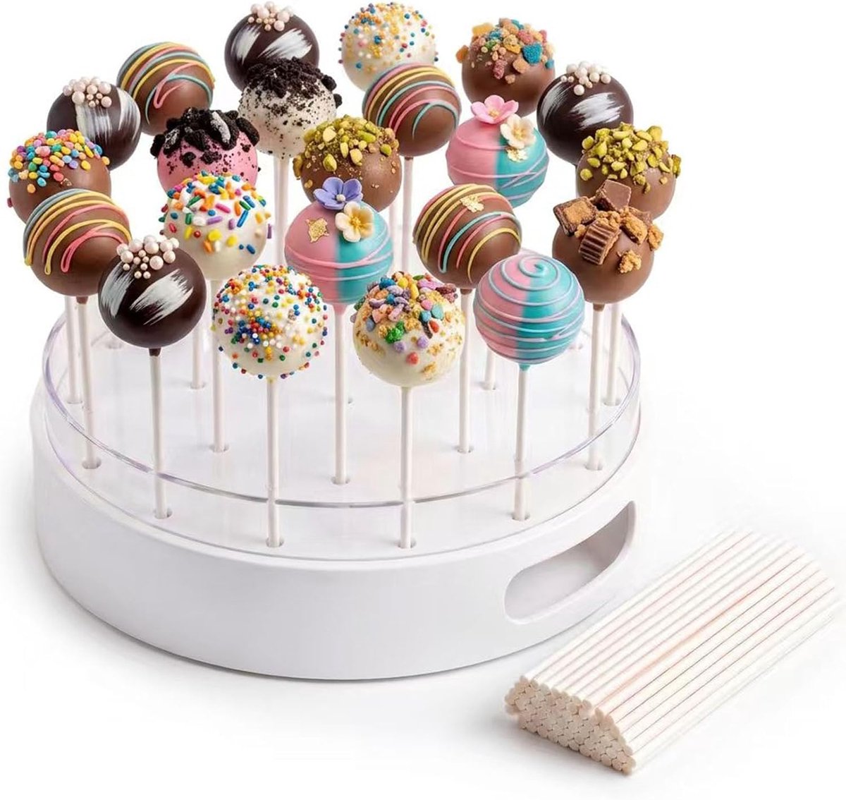 Popstandaard, 22 gaten, lollystandaard, snoepbar met 100 cake popstokjes
