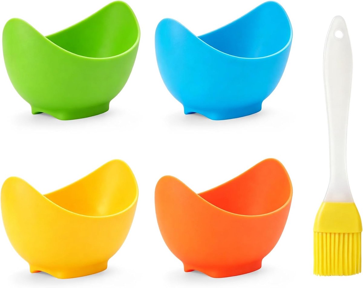 4 Pack Siliconen Ei Stroper Cups met Bonus Olie Borstel Ei Maker voor Air Fryer Bakken Oven of Kookplaat