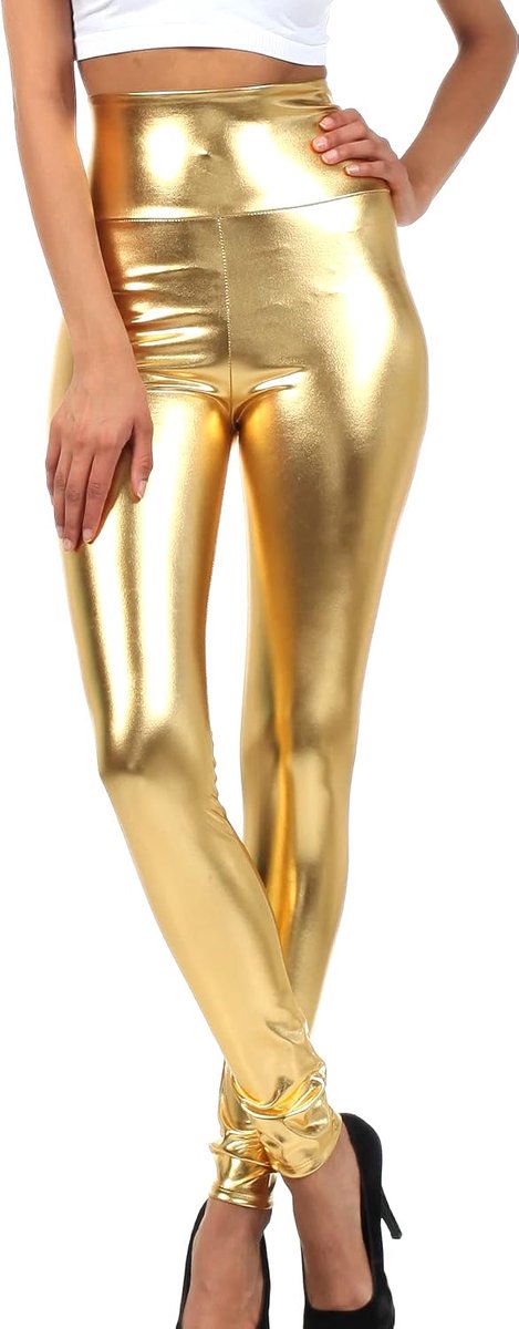 Glanzende vloeibare metallic hoge taille stretch legging - gemaakt in de VS