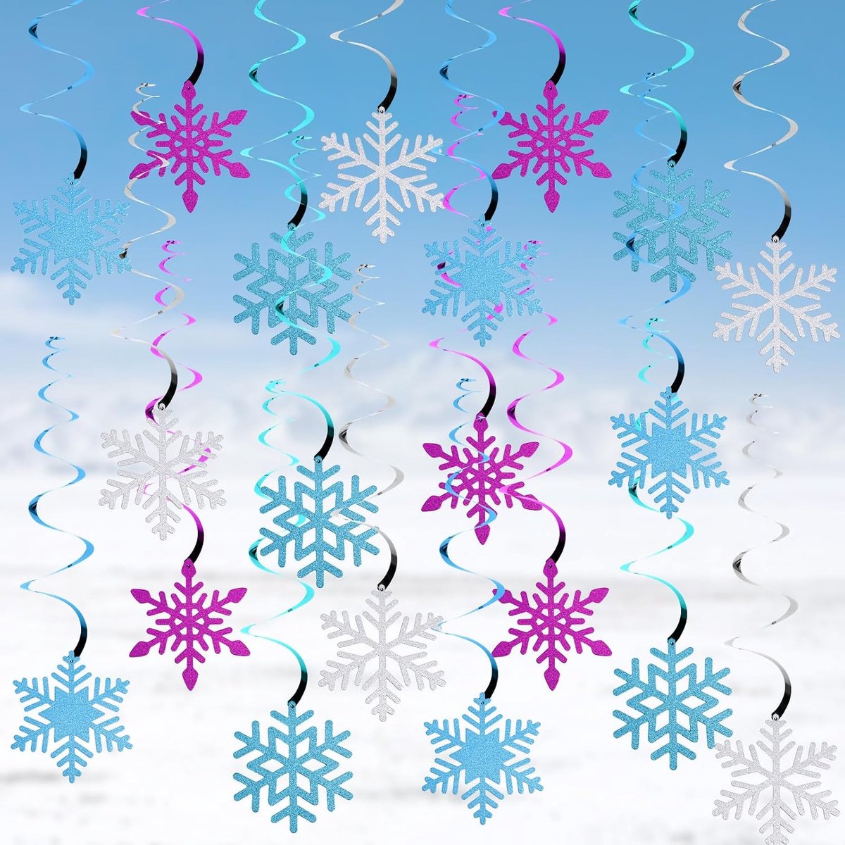 Hangende Swirls Decoraties, Dubbelzijdig Bedrukt Sneeuwvlok Hangende Decoraties Sneeuwvlok Hangende Plafond Streamers Verjaardag Winter Themafeesten Decoratie