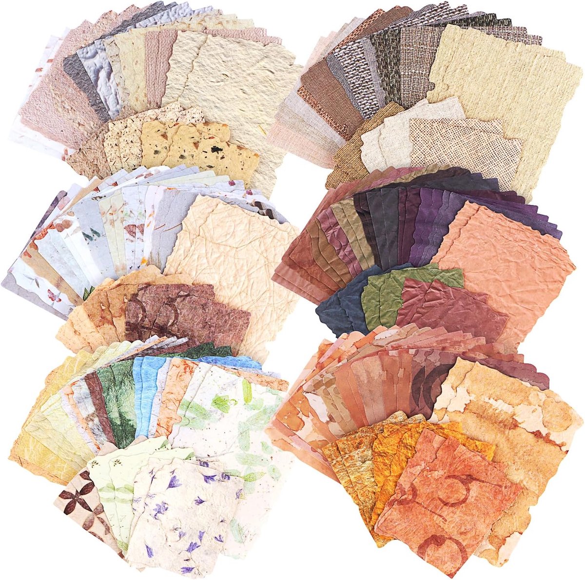 papier, scrapbook accessoires, mooie vintage bladen set, 168 stuks, junk journaling accessoires, zowel geëmbosste als bedrukte vlakke velletjes voor kaarten maken en voor DIY-decoratie