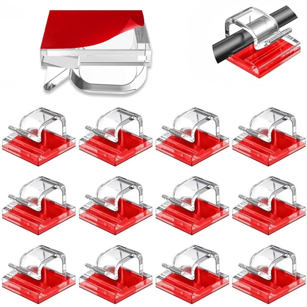 50 stuks kabelhouders, zelfklevende kabelhouders, kabelgeleiding, organizer, kabelclips, zelfklevend, outdoor kabelklemmen, voor kabelmanagement, lichtketting (transparant)