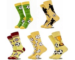 5 Paar Voetbalsokken 35-42, WM 2026 Fan Cadeau, Antislip Sportkousen Heren Jongens, Grappige Grip Sokken Voor Voetbal Training En Wereldkampioenschap Feest