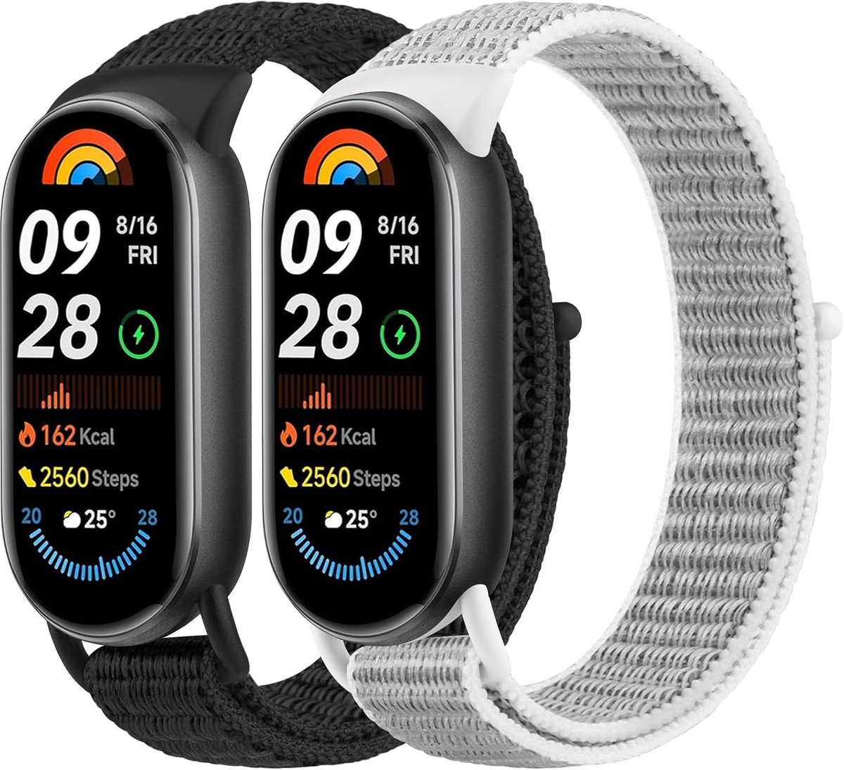 2 stuks armband voor Xiaomi Mi Band 8/9/10, horlogeband van nylon voor XiaoMi Mi Band 10/9/8