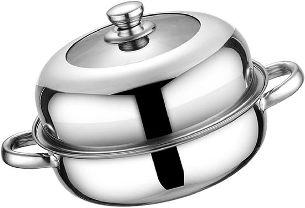 Stoomkoker RVS - Kookpan Stomer - Gezond Koken - Dubbele Laag - 17x20cm